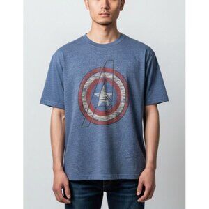 Marvel Avengers Graphic Blue Heather Short Sleeve T-Shirt Size XL Cotton/Polyest